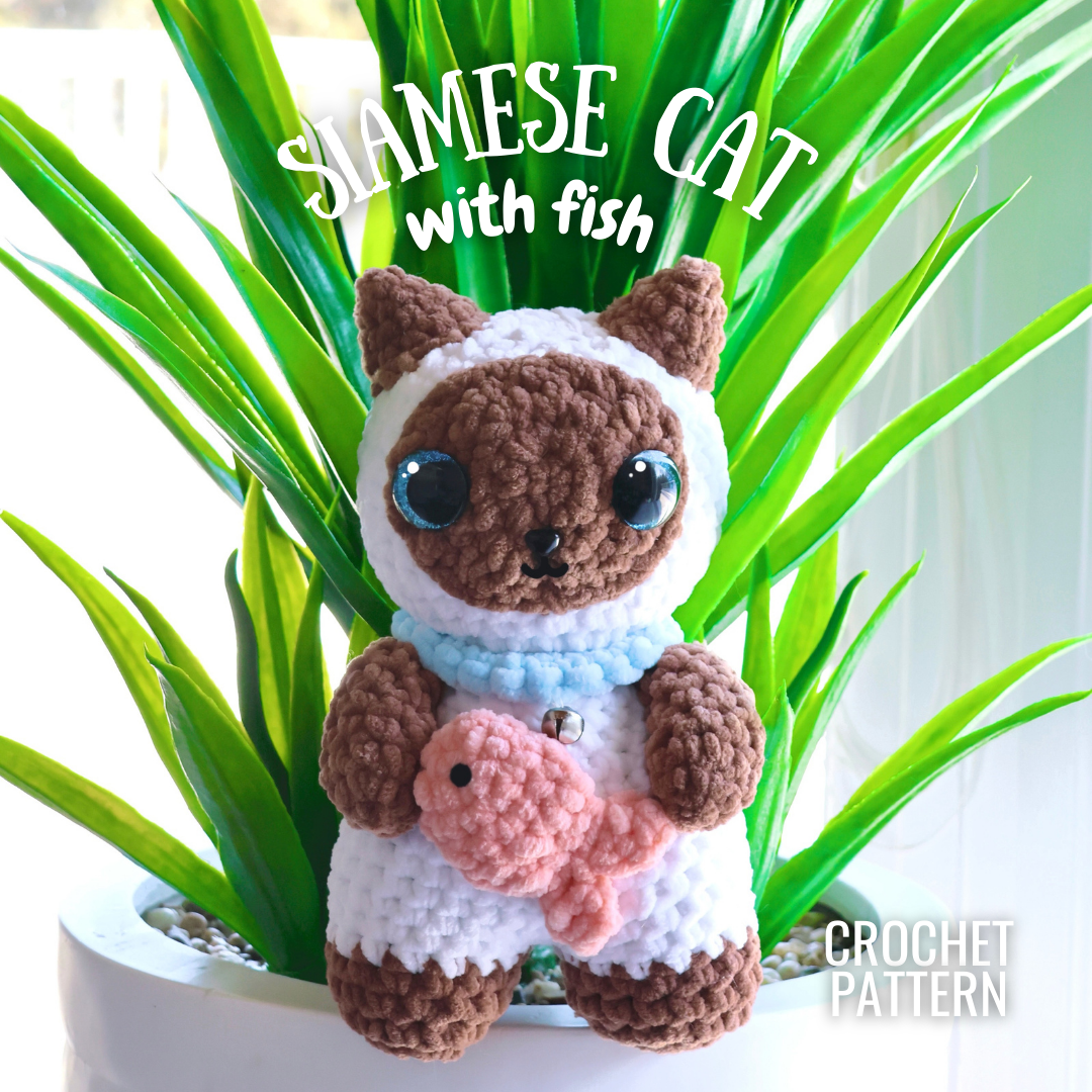Crochet Pattern Siamese Cat with Fish
