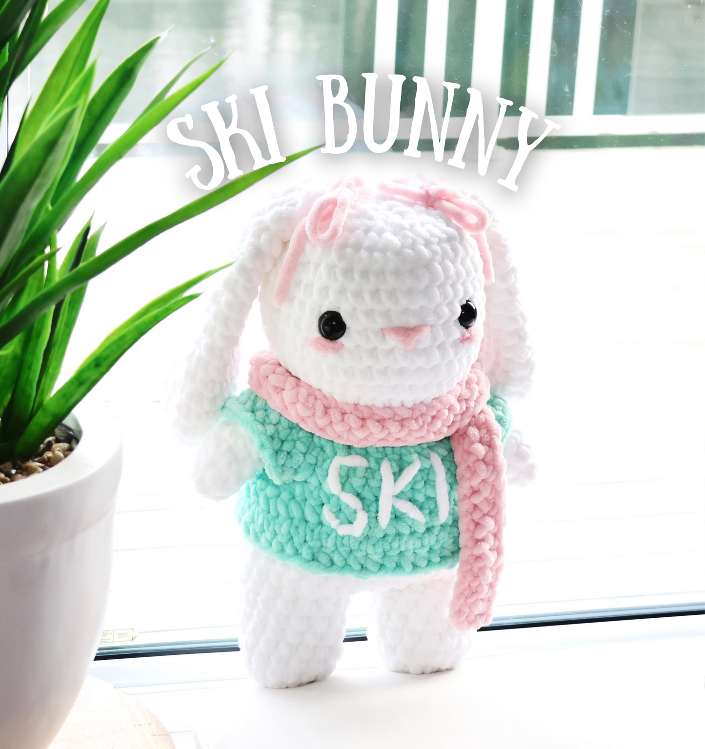 Crochet Pattern Ski Bunny with Sweater & Scarf (Jumbo)