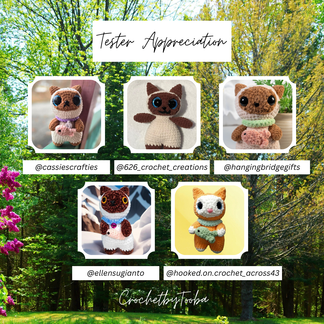 Crochet Pattern Siamese Cat with Fish