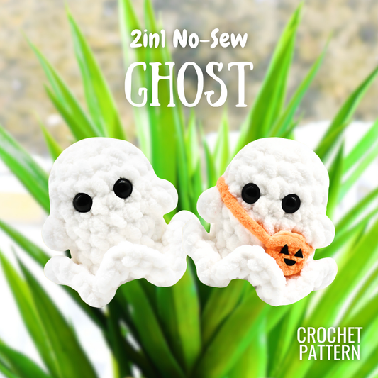 Crochet Pattern 2-in-1 No-Sew Ghost with Pumpkin