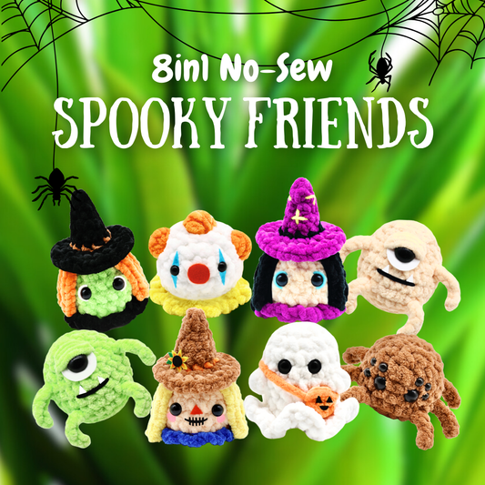 Crochet Pattern 8-in-1 No-Sew Spooky Friends Bundle