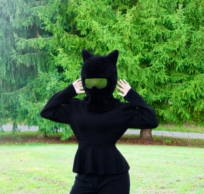 Cat Ski Mask Helmet Cover (S/M) Crochet Pattern