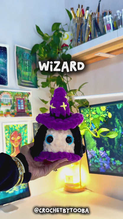 Crochet Pattern 3-in-1 No/Low-Sew Wizard, Scarecrow & Witch