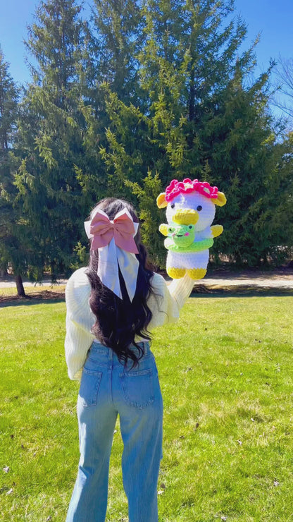 Crochet Pattern Cow with Flower Crown and Frog Floatie (Jumbo)