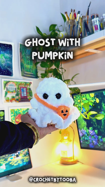Crochet Pattern 2-in-1 No-Sew Ghost with Pumpkin